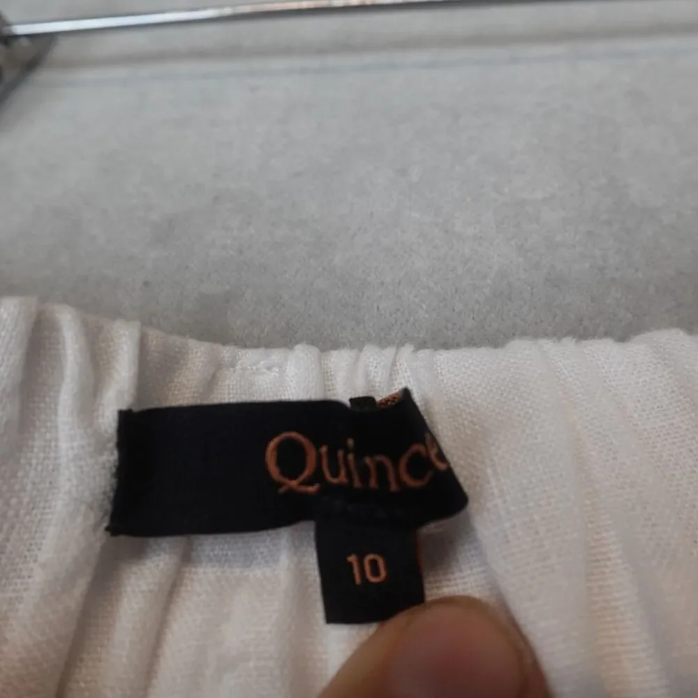 Quince Trouser 100% European Linen Pleated Women Sz 10 White Flax Coastal Beach